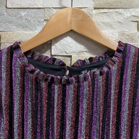 AVA & Yelly Shimmer Stripe Shift Dress Size 16 - Picture 3 of 14